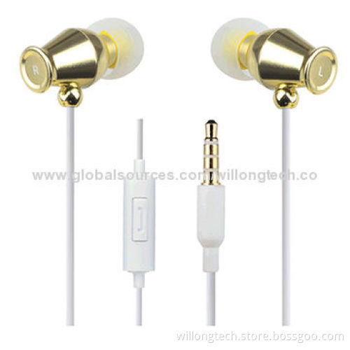 Earphones for MP3/MP4/Mobile Phones, Stereo 3.5mm Plug with Microphone